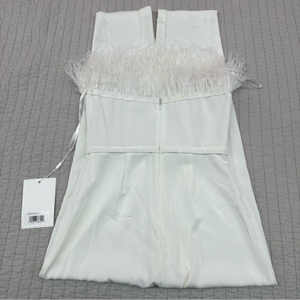Mac Duggal Strapless Jumpsuit With Feather Trim Size 6 NWT Retail $398 - Picture 10 of 16